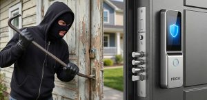 מישהו מגיע לפרוץ דלת רב בריח עם מנעול חכם ולא מצליח