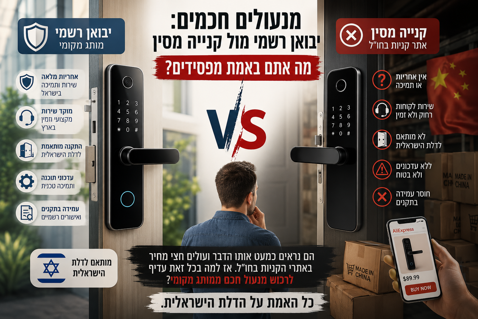 מנעול חכם מסין או יבואן רשמי? מה שאתם חייבים לדעת ב-2026