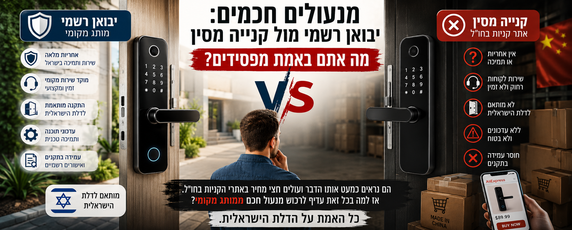 מנעול חכם מסין או יבואן רשמי? מה שאתם חייבים לדעת ב-2026