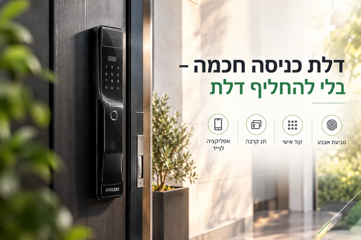 דלת כניסה חכמה בלי להחליף דלת – מנעול חכם PROXI על דלת כניסה